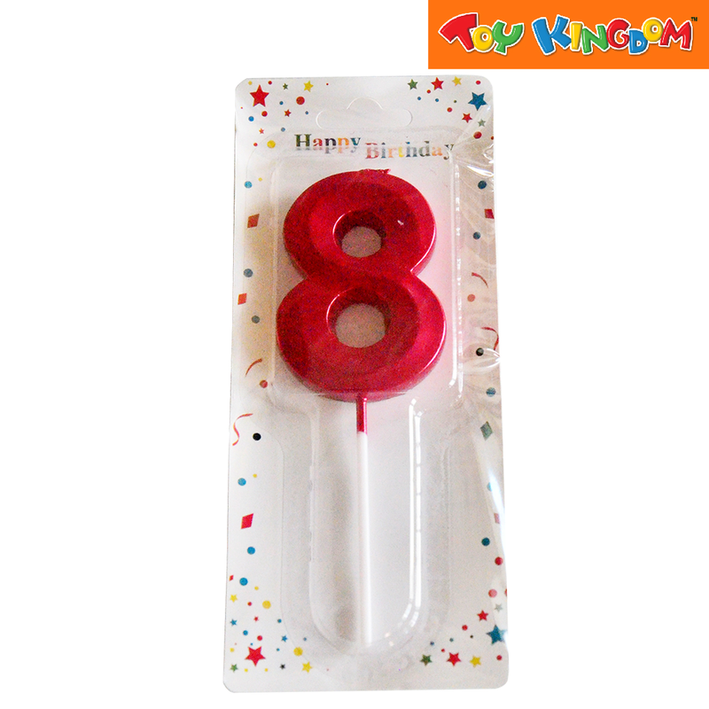 Red No. 8 Cake Number Candle