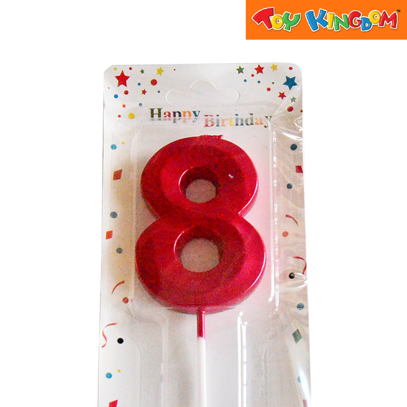 Red No. 8 Cake Number Candle