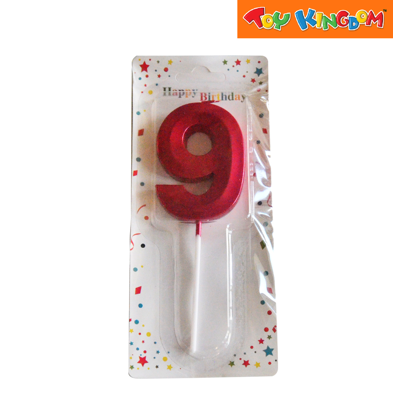 Red No. 9 Cake Number Candle