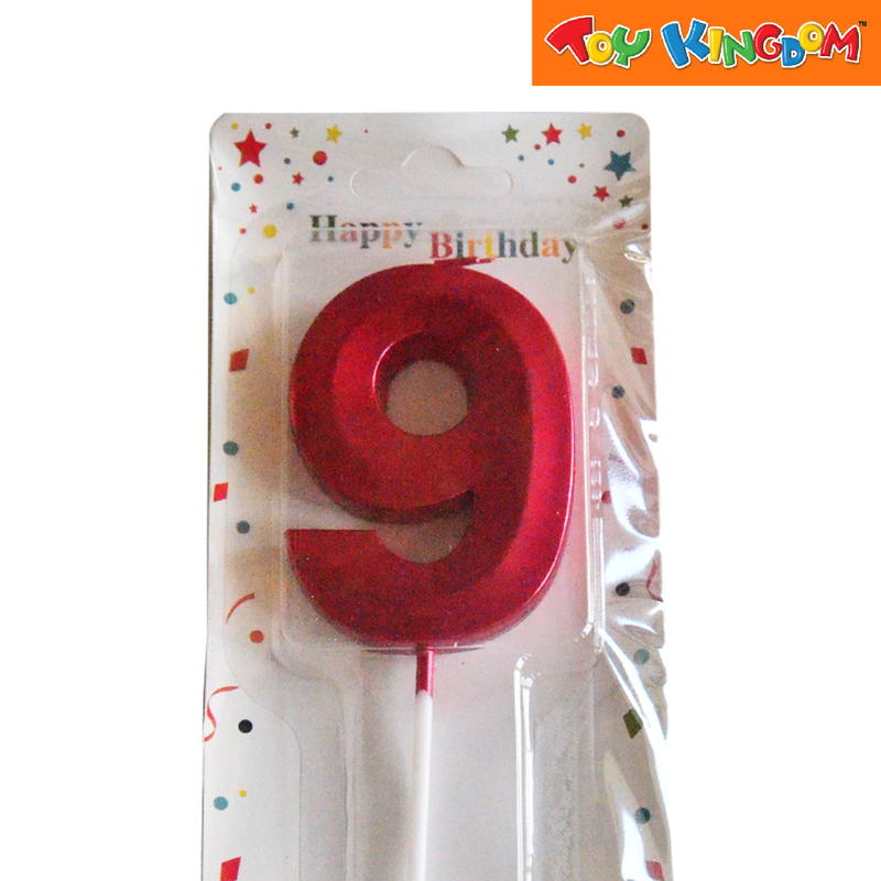 Red No. 9 Cake Number Candle