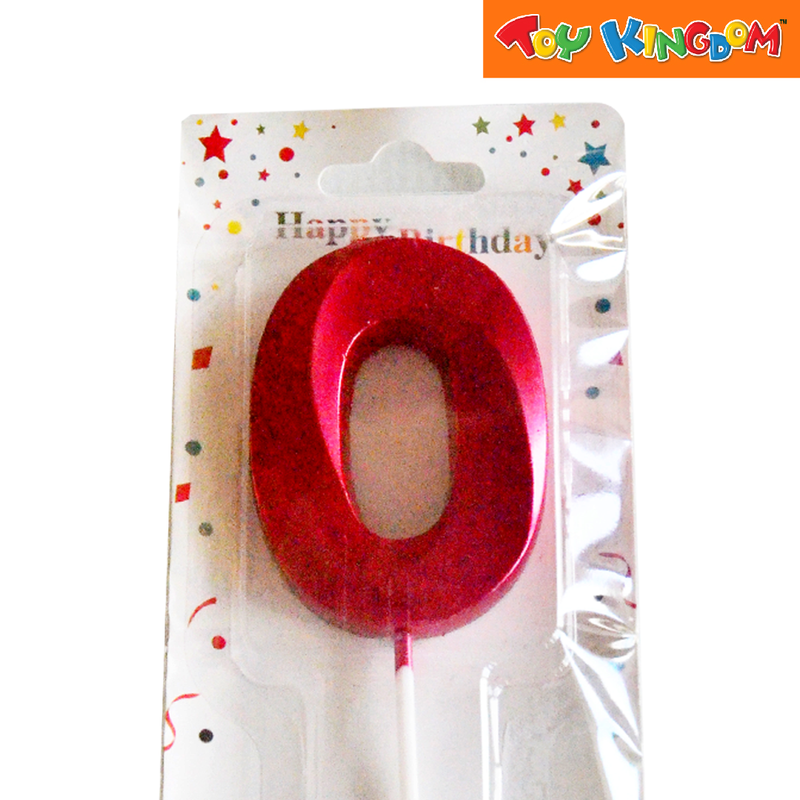 Red No. 0 Cake Number Candle