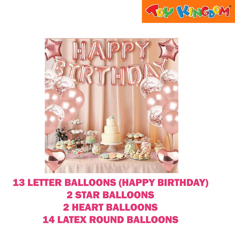 Rose Gold Assortment 1 Happy Birthday Balloon Set