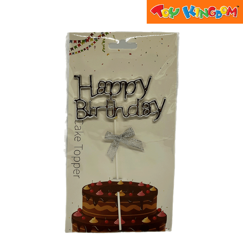 Happy Birthday Silver Cake Topper