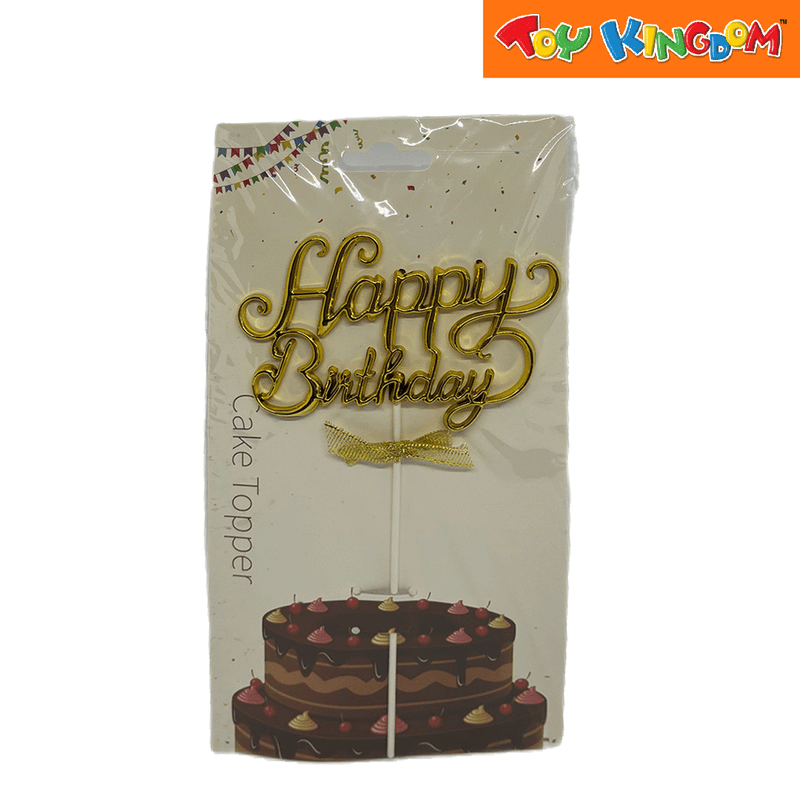 Happy Birthday Gold Cursive Cake Topper