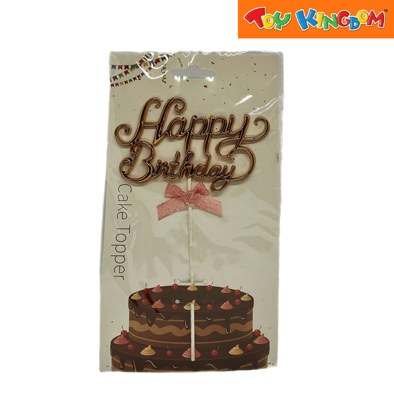 Happy Birthday Rosegold Cursive Cake Topper
