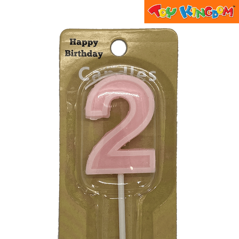 Pink No. 2 Candle with Long Stick