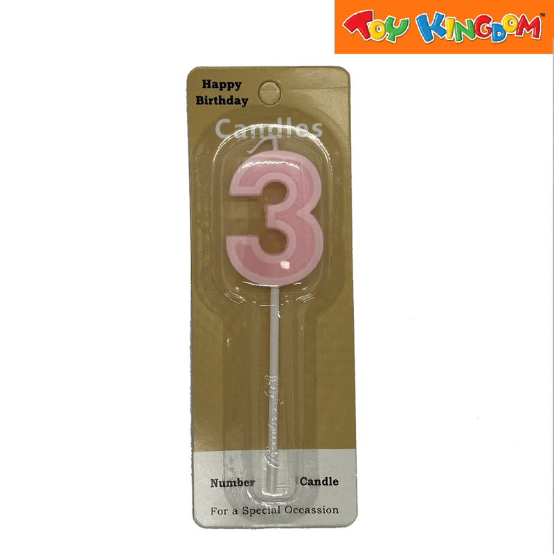 Pink No. 3 Candle with Long Stick