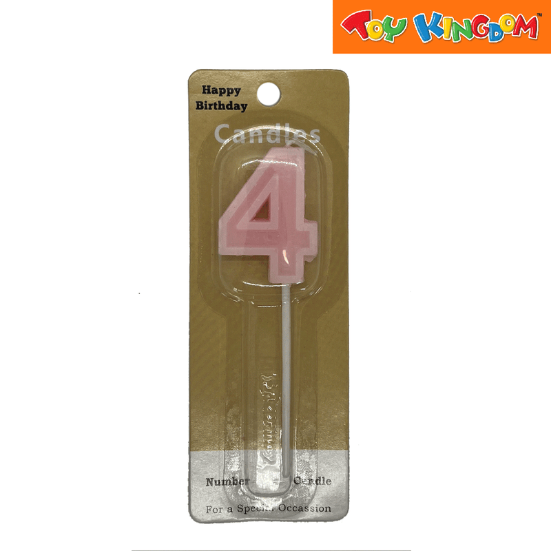 Pink No. 4 Candle with Long Stick