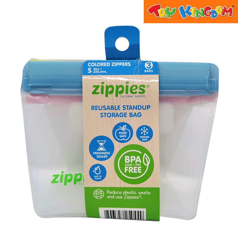 Zippies Lab Multicolor 3 pcs Small Stand-Up Reusable Bags