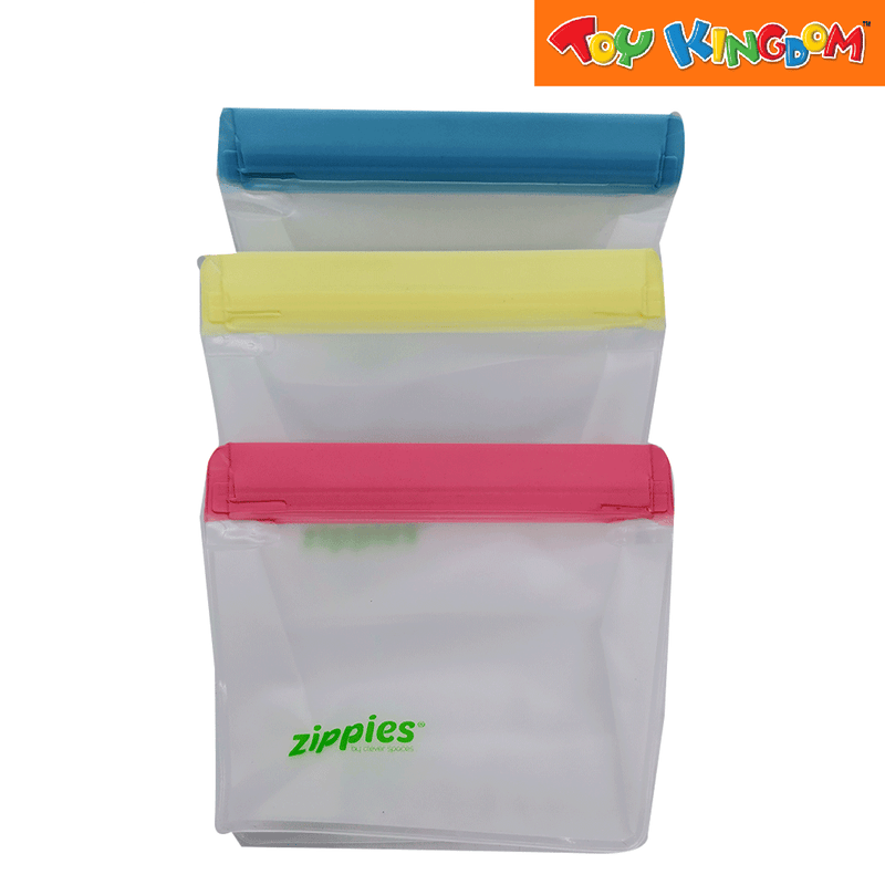 Zippies Lab Multicolor 3 pcs Small Stand-Up Reusable Bags