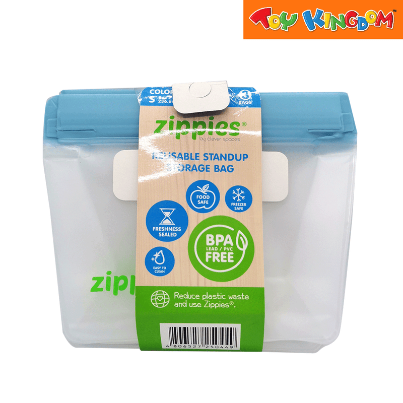 Zippies Lab Blue 3 pcs Small Stand-Up Reusable Bags
