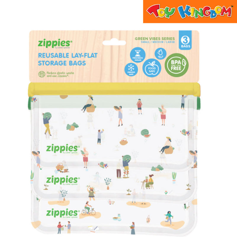 Zippies Lab Green Vibes Reusable Sampler Pack Lay Flat Storage Bags