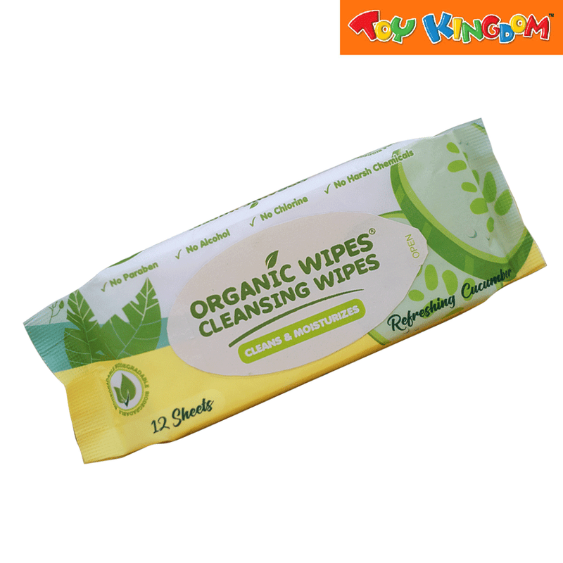 Organic Wipes Refreshing Cucumber 12 Sheets Cleansing Wipes