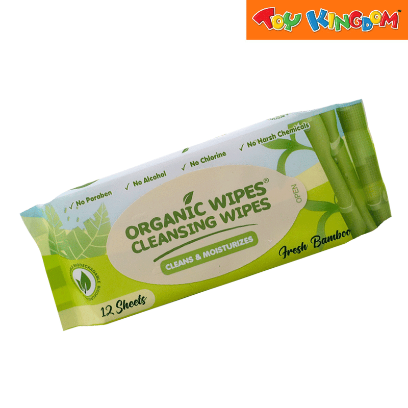 Organic Wipes Fresh Bamboo 12 Sheets Cleansing Wipes