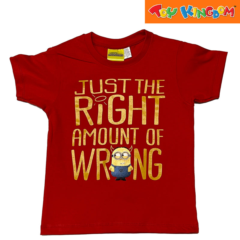 Minions Amount Of Wrong Red  Round Neck Shirt