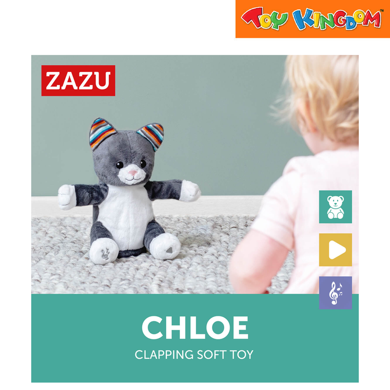 Zazu Chloe the Cat Grey Clapping Soft Toy