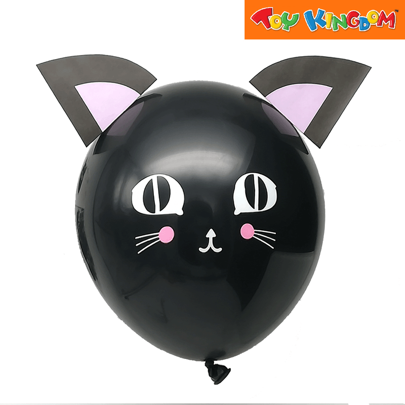 Black 12 inch Balloon with Cat Sticker