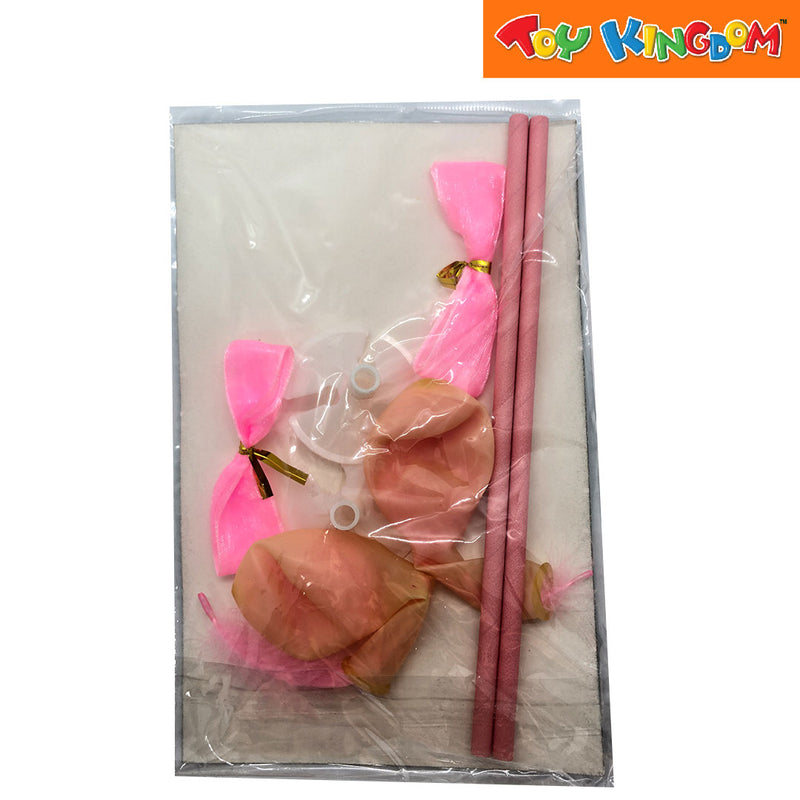 Pink Transparent Balloon with Feather and Stick