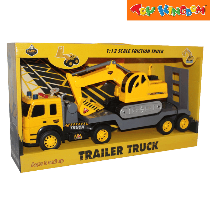 Earth Movers Trailer Truck 1:12 Scale Friction Vehicles