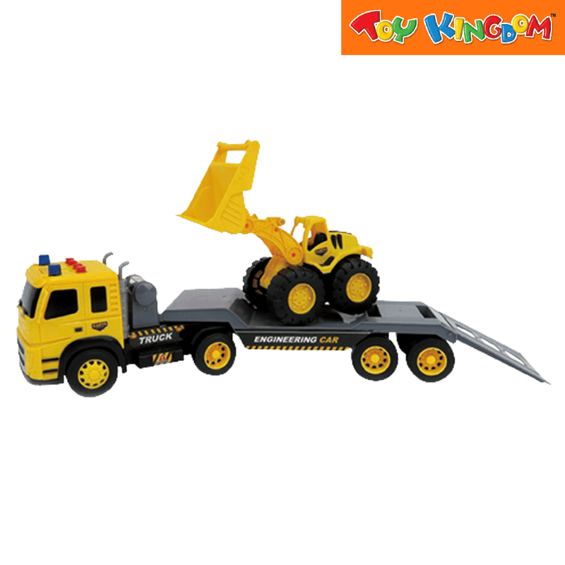 Earth Movers Trailer Truck with Loader 1:12 Scale Friction Vehicles