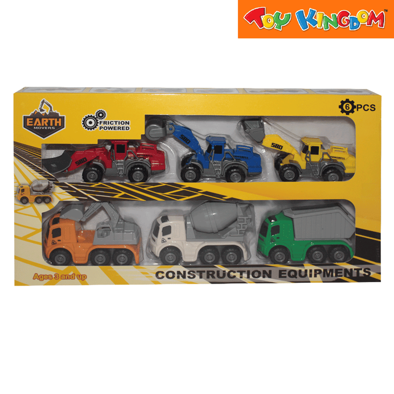 Earth Movers Multicolored 6 Pack Construction Vehicles