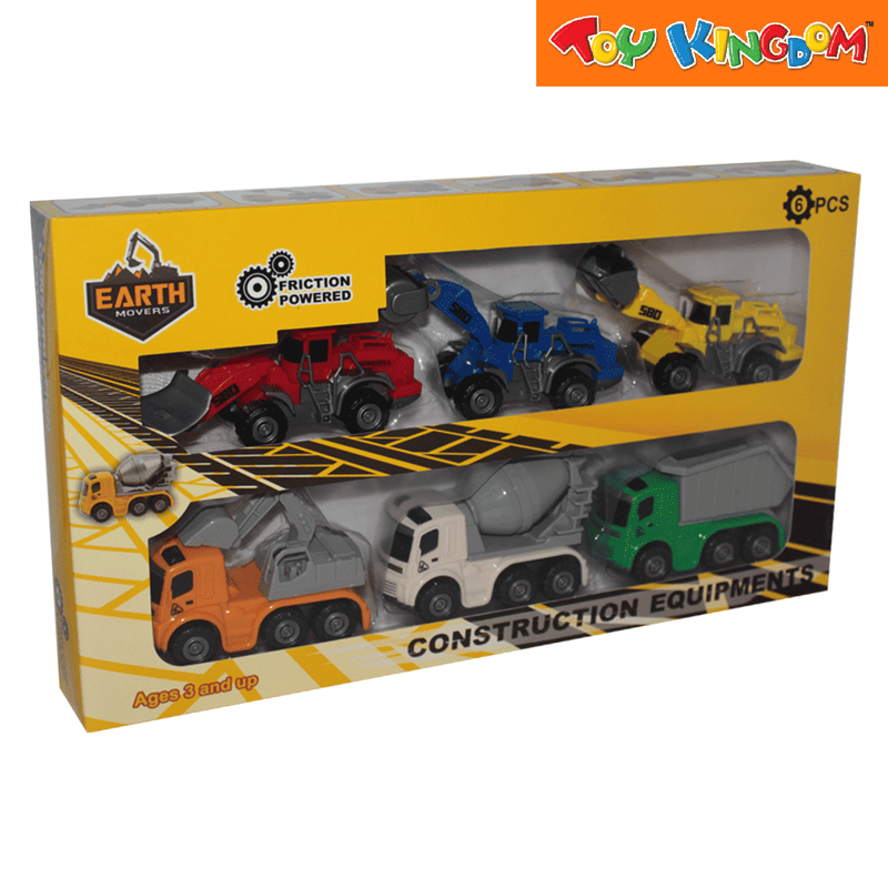 Earth Movers Multicolored 6 Pack Construction Vehicles