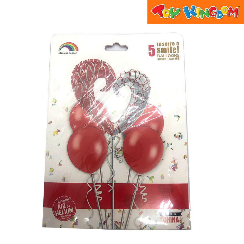 5 pcs Heart Die Cut Foil Balloon Set