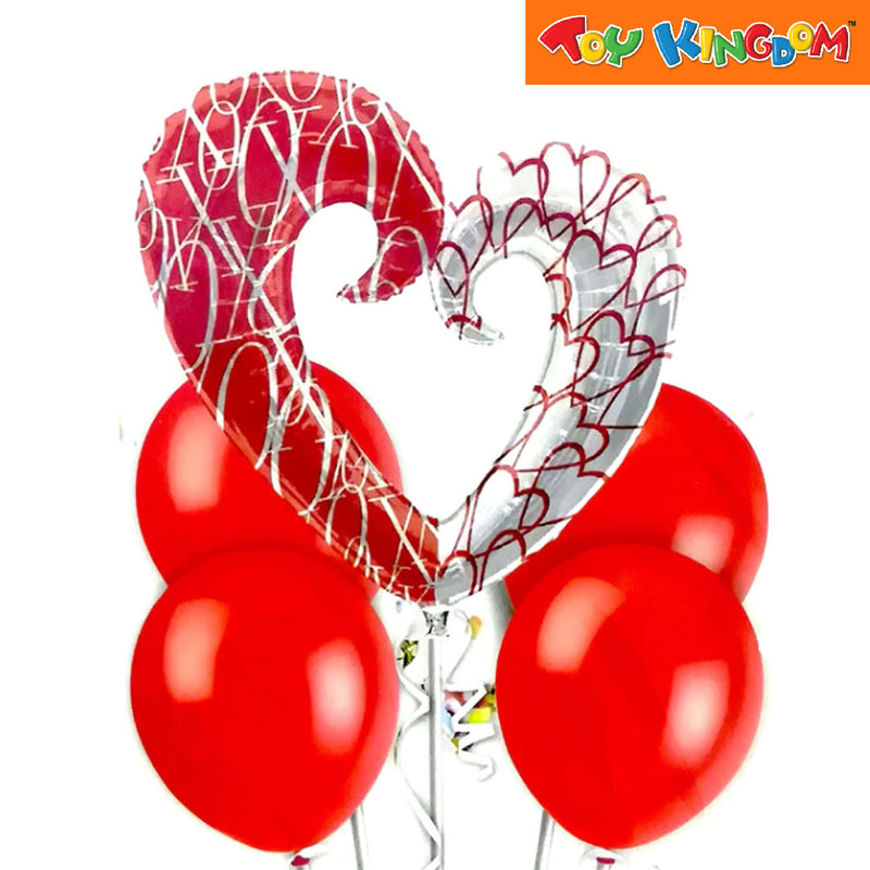 5 pcs Heart Die Cut Foil Balloon Set