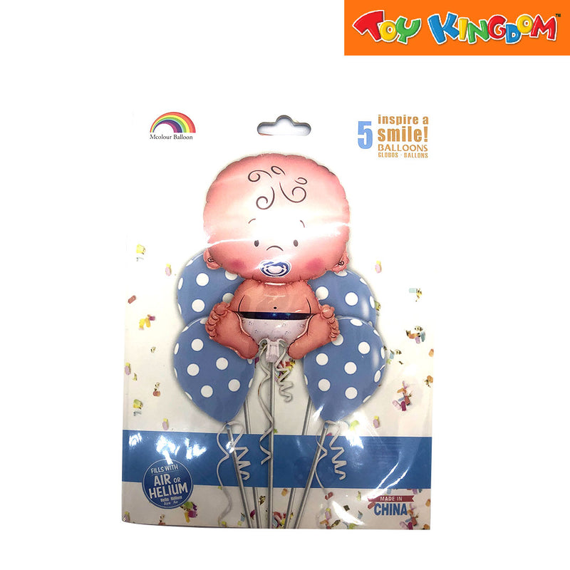 Blue 5 pcs Baby Boy Foil Balloon Set