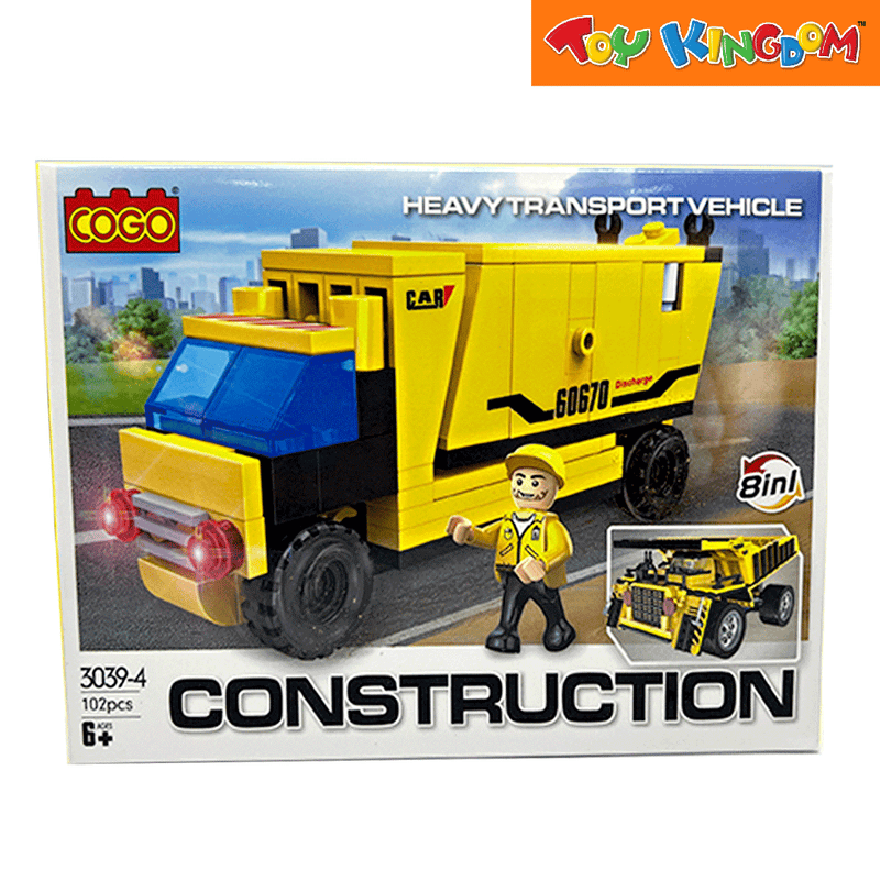Cogo Construction Garbage Truck Building Blocks