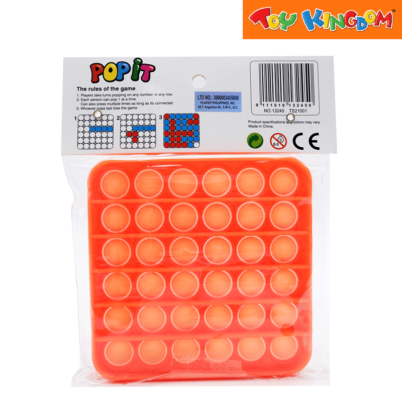 Push and Pop Game Square Orange Fidget Toy