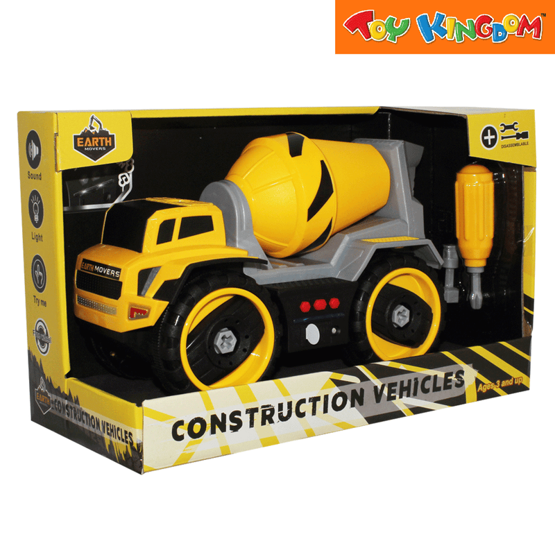 Earth Movers Mixer Truck Construction Vehicles with Lights and Sounds