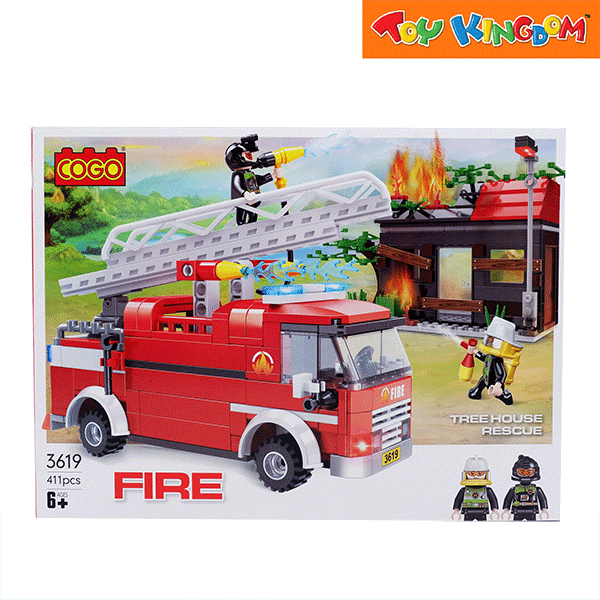 Cogo Fire Tree House Rescue Building Blocks