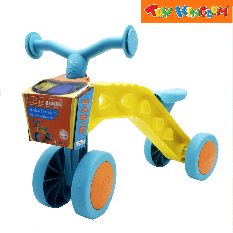 Chillafish ItsiBitsi Blocks 4-Wheel First Ride-On Blue and Yellow Balance Training Bike