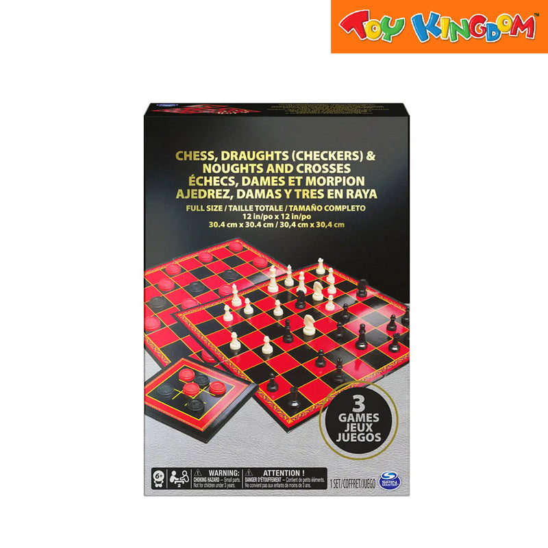 Cardinal Games Spin Master Classic Chess, Checkers and Crosses 3-in-1 Board Game