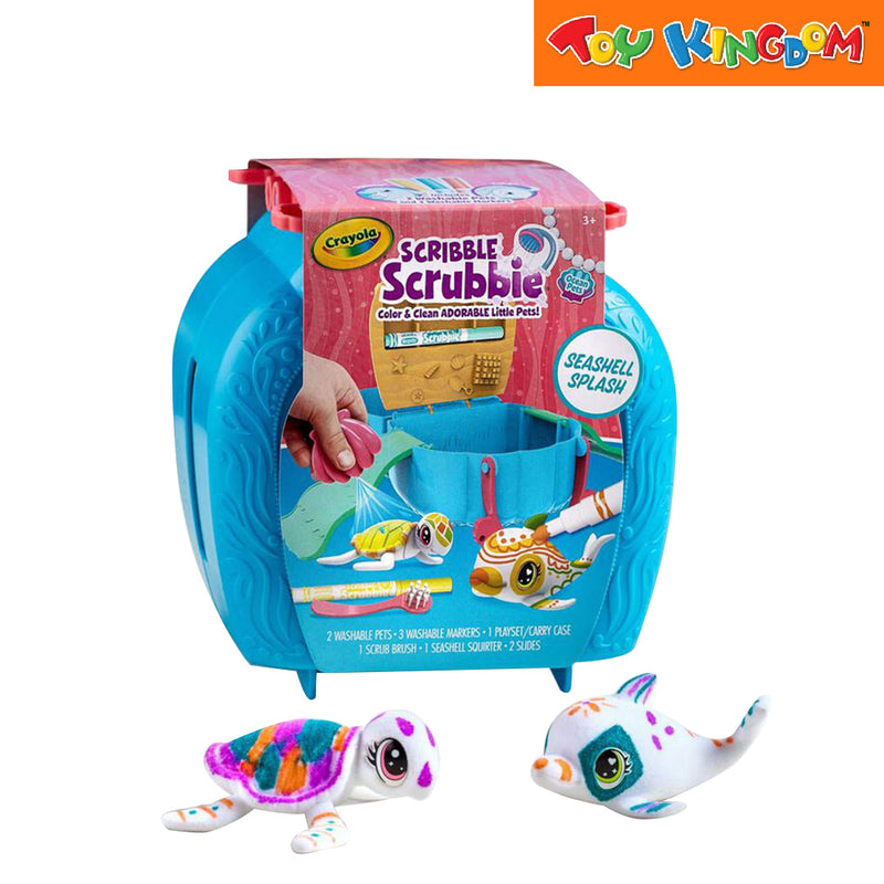 Crayola Scribble Srubbie Color & Clean Adorable Little Pets Seashell Splash Washable Markers Set