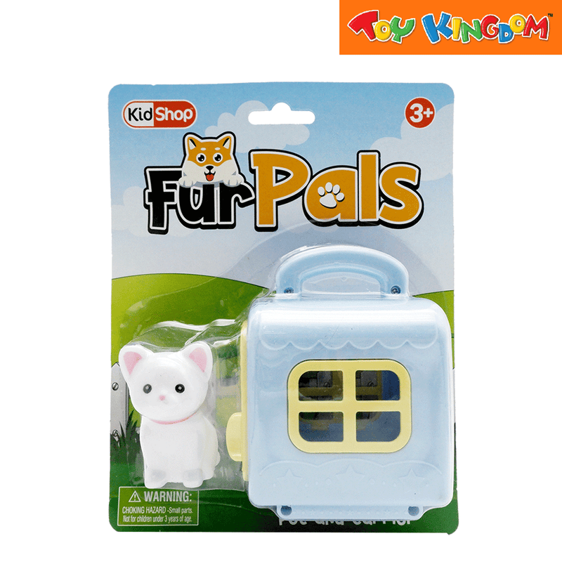 KidShop Fur Pals Pet and Carrier Cat Blue Cage Playset
