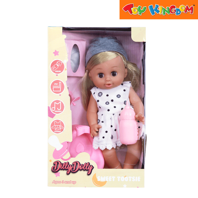 Dilly Dolly Sweet Tootsie White Dress with Polka Dots Doll