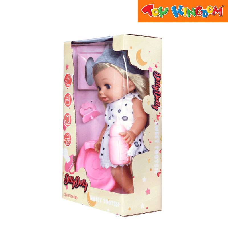 Dilly Dolly Sweet Tootsie White Dress with Polka Dots Doll