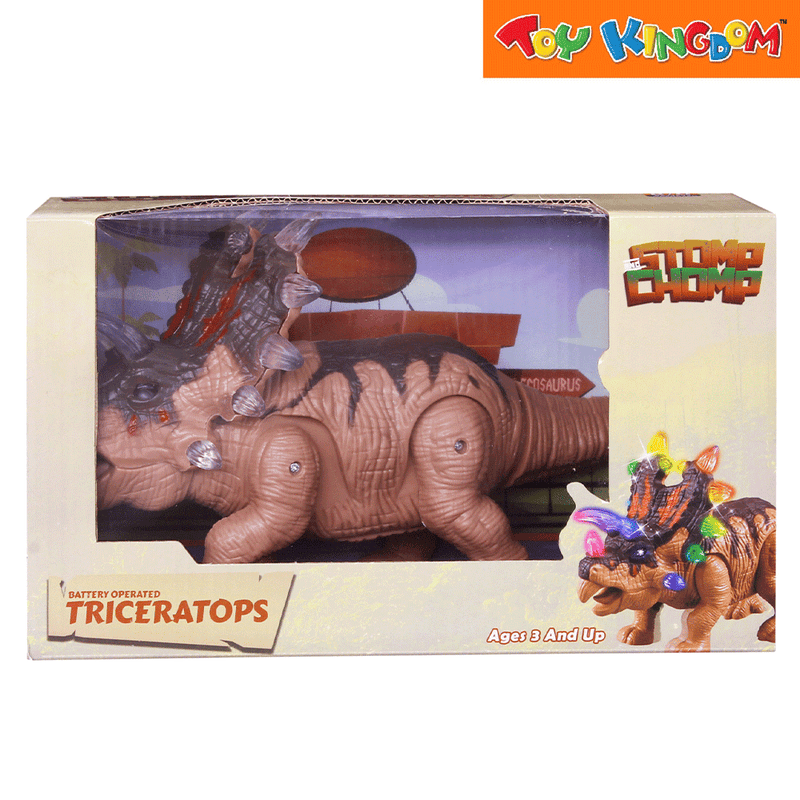Stomp and Chomp Triceratops Brown Battery Operated Dinosaur