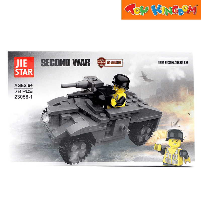 Jie Star Blocks Second War Light Reconnaissance Car 78 pcs Building Blocks