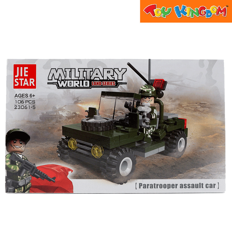 Jie Star Blocks Land Series Military World Paratrooper Assault Car 106 pcs Building Blocks