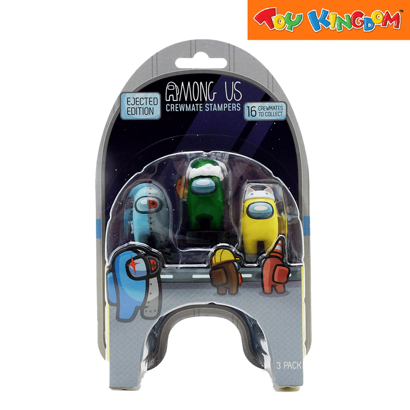 Among Us Crewmate Blue Gray, Dark Green and Yellow 3 Pack Stamper Set