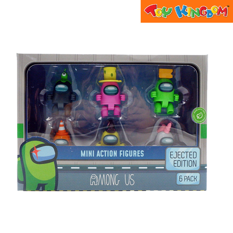 Among Us Black, Pink, Green, Orange, Yellow and Gray 6 Pack Mini Action Figures