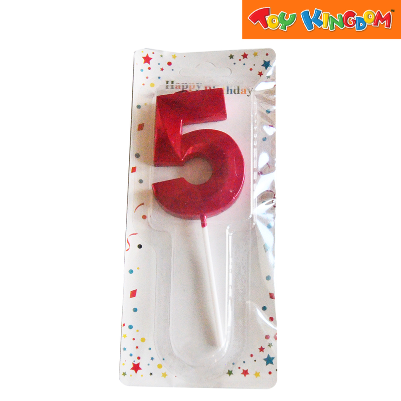 Red No. 5 Cake Number Candle