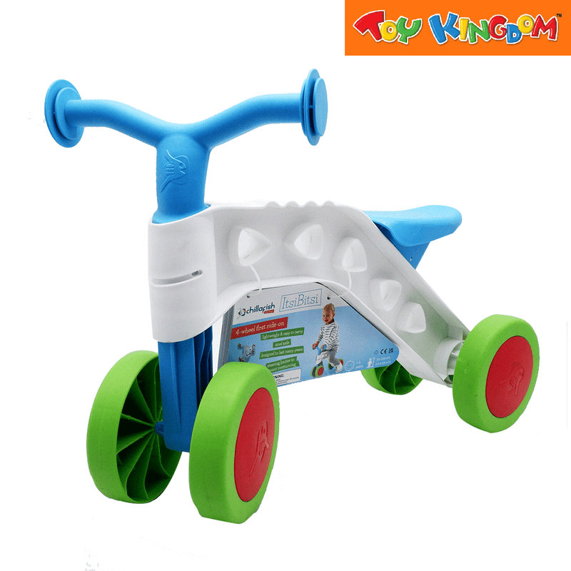 Chillafish ItsiBitsi 4-Wheel First Ride-On Blue and White Balance Training Bike