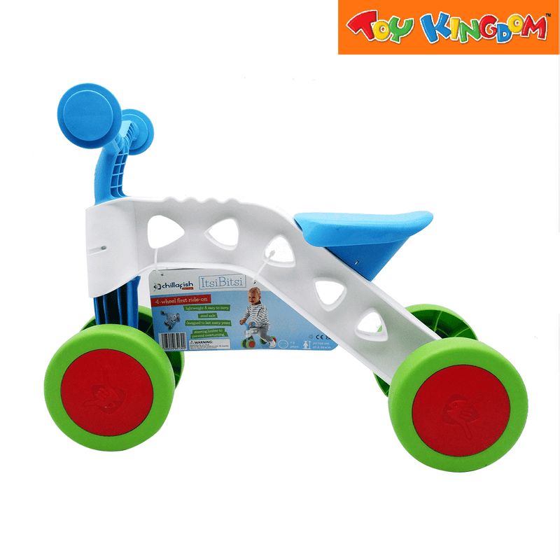 Chillafish ItsiBitsi 4-Wheel First Ride-On Blue and White Balance Training Bike