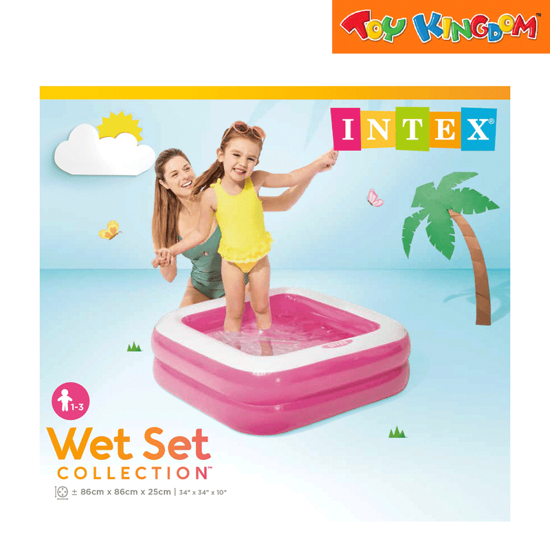 Intex Pink 34in x 34in x 10in Play Box Inflatable Swimming Pool