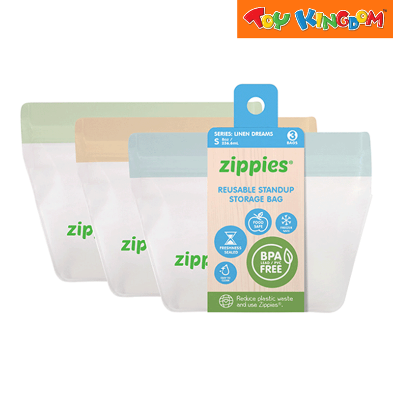 Zippies Color Linen Dreams 3 pcs Small Stand-Up Reusable Bags